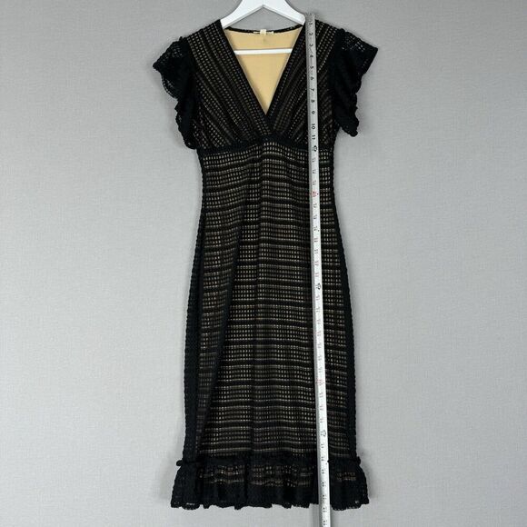 Max Studio Womens Dress Extra Small Black Crochet Midi Whimsigoth Fairy Grunge - Picture 3 of 11